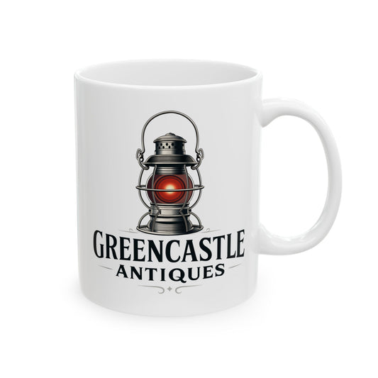 Green Castle Antiques Ceramic Mug — Vintage Logo Coffee Cup (11oz)