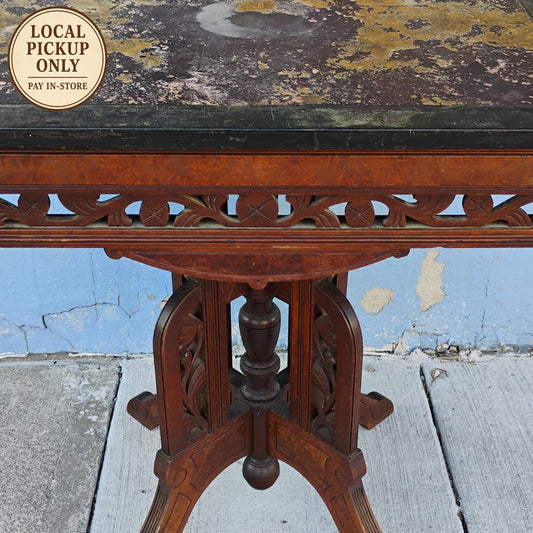 Antique Eastlake Mahogany Marble-Top Entry Table – c. 1885–1895